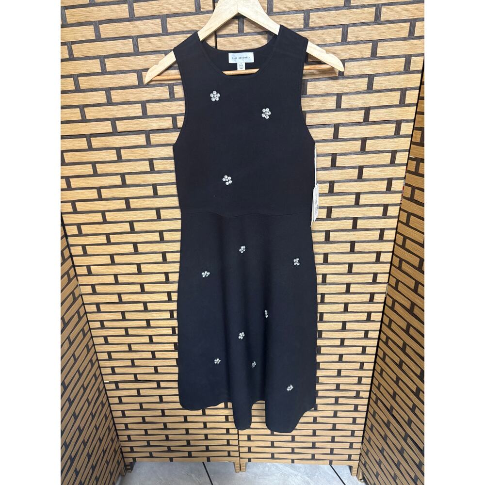 Free Assembly Black Sweater Jeweled Midi Dress Size Small